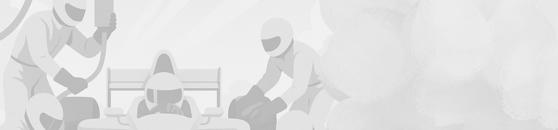An illustration of a pit stop crew getting the race car ready to drive down the track
